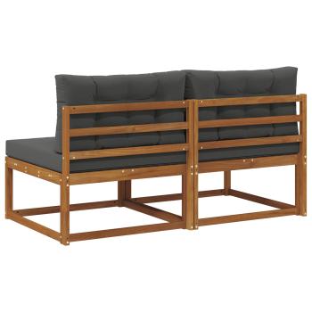 Outdoor Mittelsofa mit Kissen 2 Stück Natur