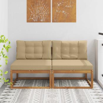 ARDEBO.de - Outdoor Mittelsofa mit Kissen 2 Stück Natur
