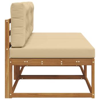 Outdoor Mittelsofa mit Kissen 2 Stück Natur