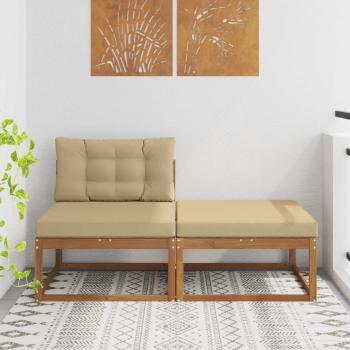 ARDEBO.de - Sectional Sofa Einheiten mit Kissen 2 Stück Natur