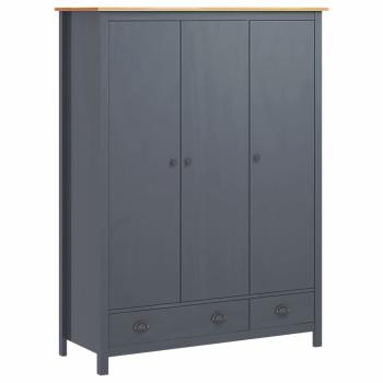Kleiderschrank mit 3 Türen Hill Grau 127x50x170 cm Kiefernholz