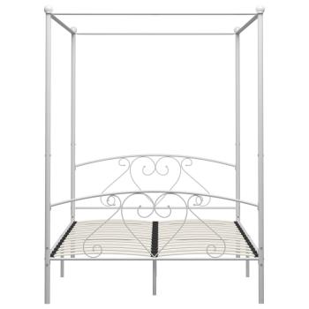 Himmelbett-Gestell Weiß Metall 140 x 200 cm