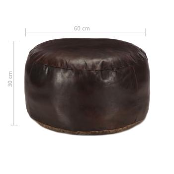 Pouf Dunkelbraun 60 x 30 cm Echtes Ziegenleder