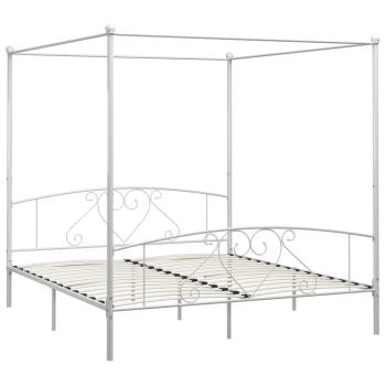 Himmelbett-Gestell Weiß Metall 200 x 200 cm