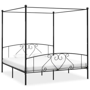 ARDEBO.de - Himmelbett-Gestell Schwarz Metall 200 x 200 cm