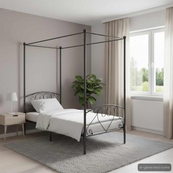 ARDEBO.de - Himmelbett-Gestell Grau Metall 120 x 200 cm