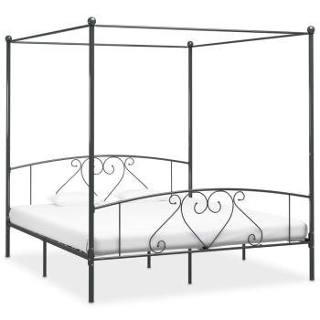 ARDEBO.de - Himmelbett-Gestell Grau Metall 200 x 200 cm