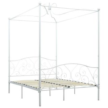 Himmelbett-Gestell Weiß Metall 140 x 200 cm