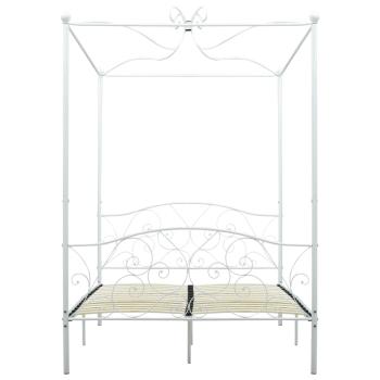 Himmelbett-Gestell Weiß Metall 140 x 200 cm