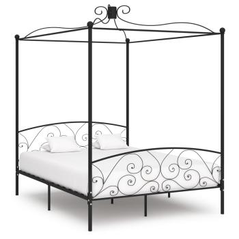 ARDEBO.de - Himmelbett-Gestell Schwarz Metall 180 x 200 cm