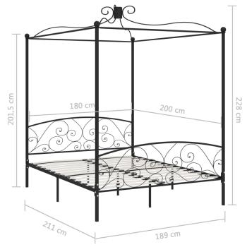 Himmelbett-Gestell Schwarz Metall 180 x 200 cm