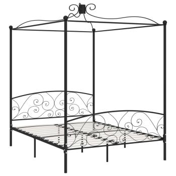 Himmelbett-Gestell Schwarz Metall 180 x 200 cm