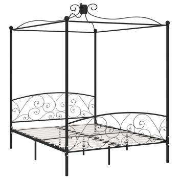 Himmelbett-Gestell Schwarz Metall 180 x 200 cm