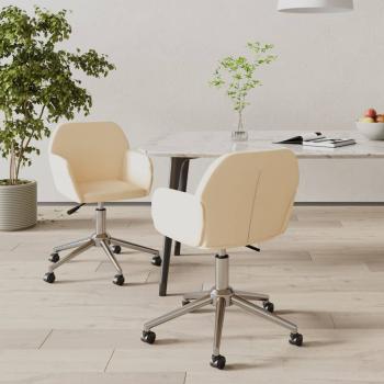 ARDEBO.de - Esszimmerstühle 2 Stk. Drehbar Creme Stoff