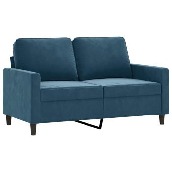 3-tlg. Sofagarnitur mit Kissen Blau Samt