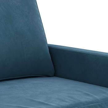 3-tlg. Sofagarnitur mit Kissen Blau Samt