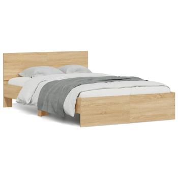 ARDEBO.de - Bettgestell mit Kopfteil LED-Beleuchtung Sonoma-Eiche 120x190cm