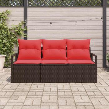 Sofa Set mit Kissen 3 pcs Braun Poly Rattan