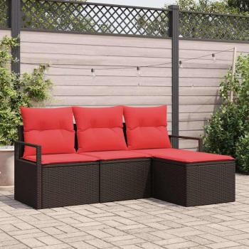ARDEBO.de - Sofa Set 4 pcs Braun Poly-Rattan