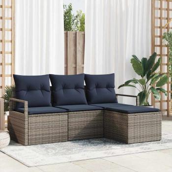 ARDEBO.de - Sofa Set 4 pcs Grau Poly-Rattan