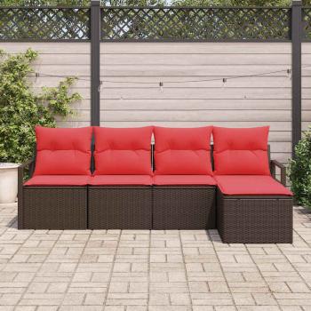 Sofa Set mit Kissen Braun Poly Rattan