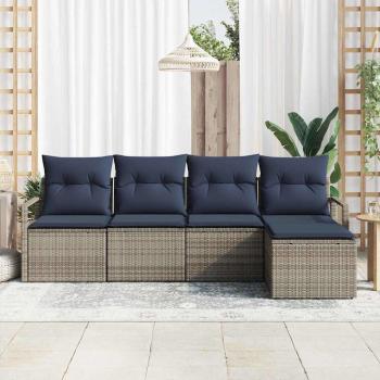 ARDEBO.de - Sofa Set 5 pcs Grau Poly-Rattan
