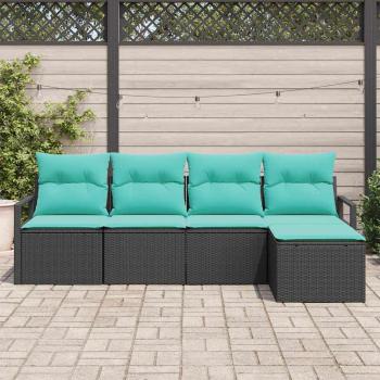Sofa Set 5 stk. Schwarz [Synthetisch]: Poly Rattan