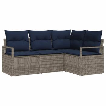 ARDEBO.de - Sofa Set 4 Stk. Grau [Synthetisch]: Poly Rattan