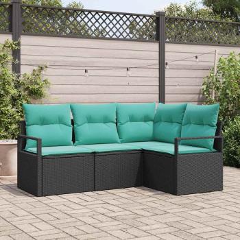 ARDEBO.de - Sofa Set 4 stk. Schwarz [Synthetisch]: Poly Rattan