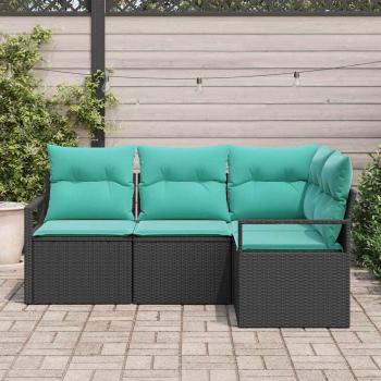 Sofa Set 4 stk. Schwarz [Synthetisch]: Poly Rattan