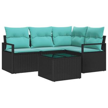 Sofa Set 5 Stk. Schwarz [Synthetisch]: Poly Rattan