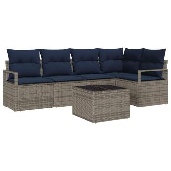 Sofa Set mit Kissen Grau Poly Rattan