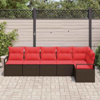 Sofa Set mit Kissen Braun Poly Rattan