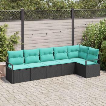 ARDEBO.de - Sofa Set Schwarz [Synthetisch]: Poly Rattan