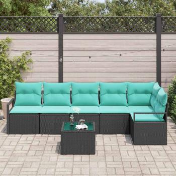 Sofa Set 7 stk. Schwarz [Synthetisch]: Poly Rattan