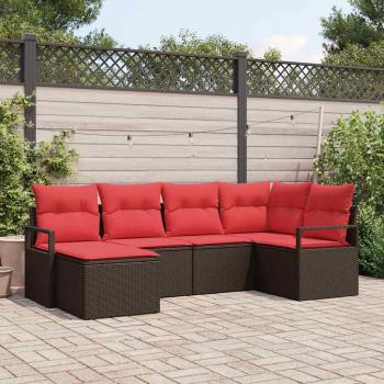 ARDEBO.de - Sofa Set mit Kissen 6 pcs Braun Poly Rattan