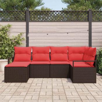 Sofa Set mit Kissen 6 pcs Braun Poly Rattan