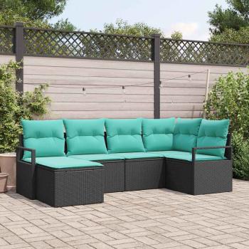 ARDEBO.de - Sofa Set 6 stk. Schwarz [Synthetisch]: Poly Rattan