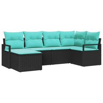 Sofa Set 6 stk. Schwarz [Synthetisch]: Poly Rattan