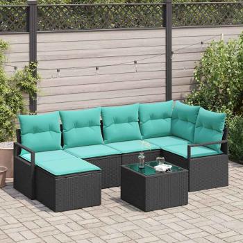 ARDEBO.de - Sofa Set 7 stk. Schwarz [Synthetisch]: Poly Rattan
