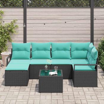 Sofa Set 7 stk. Schwarz [Synthetisch]: Poly Rattan