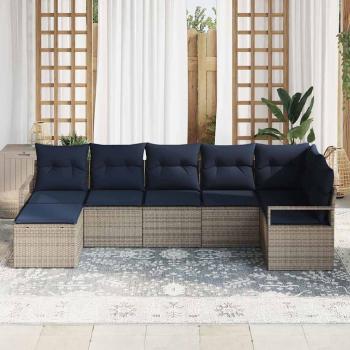 ARDEBO.de - Sofa Set 7 pcs Grau Poly-Rattan