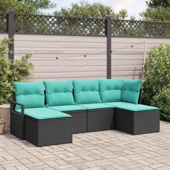 ARDEBO.de - Sofa Set 6 stk. Schwarz [Synthetisch]: Poly Rattan