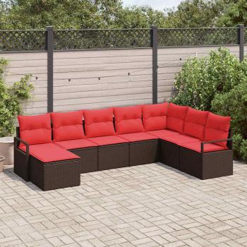 ARDEBO.de - Sofa Set mit Kissen 8 pcs Braun Poly Rattan
