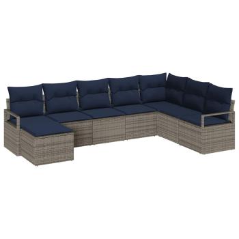 Sofa Set mit Kissen 8 pcs Grau Poly Rattan