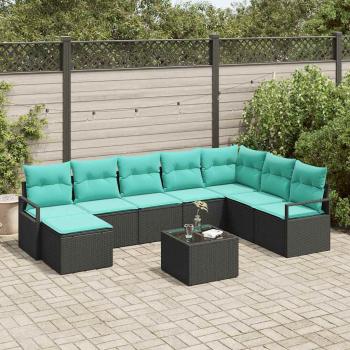 ARDEBO.de - Sofa Set 9 Stk. Schwarz [Synthetisch]: Poly Rattan