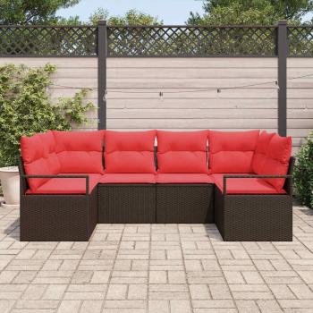 Sofa Set mit Kissen 6 pcs Braun Poly Rattan
