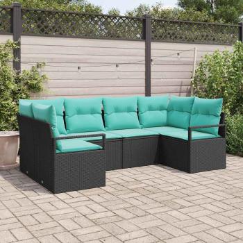 ARDEBO.de - Sofa Set 6 stk. Schwarz [Synthetisch]: Poly Rattan
