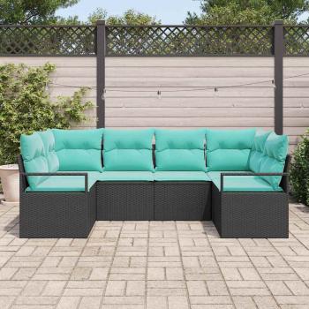 Sofa Set 6 stk. Schwarz [Synthetisch]: Poly Rattan
