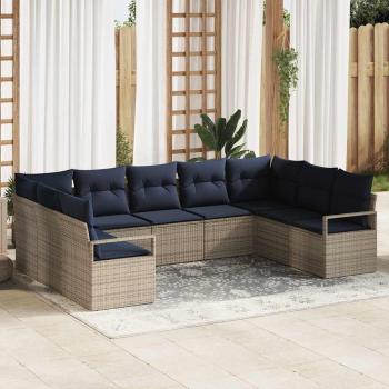 ARDEBO.de - Sofa Set mit Kissen 7 pcs Grau Poly-Rattan